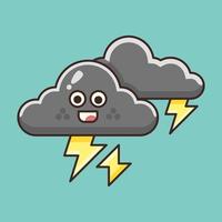 Cute Cloudy Storm with Lightning Illustration vector