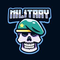 ilustración de logotipo de cabeza de cráneo militar vector