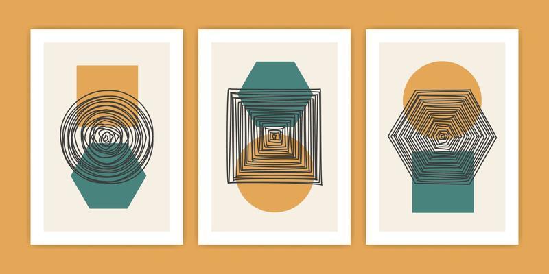 Set of Abstract Geometric Shape Poster Illustration