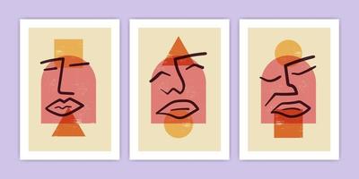 Set of abstract face with geometric shape illustration vector