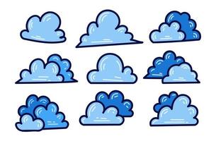 paquete de doodle de ilustración de nube vector