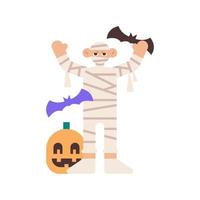 momia disfraz de halloween manos arriba gesto ilustración vector