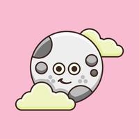 linda luna rodeada por la ilustración de la nube vector