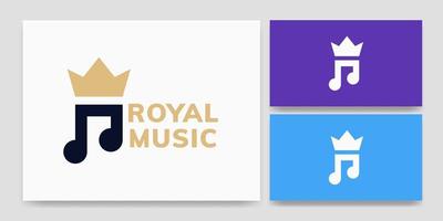 Nota musical con diseño de concepto de logotipo de corona vector