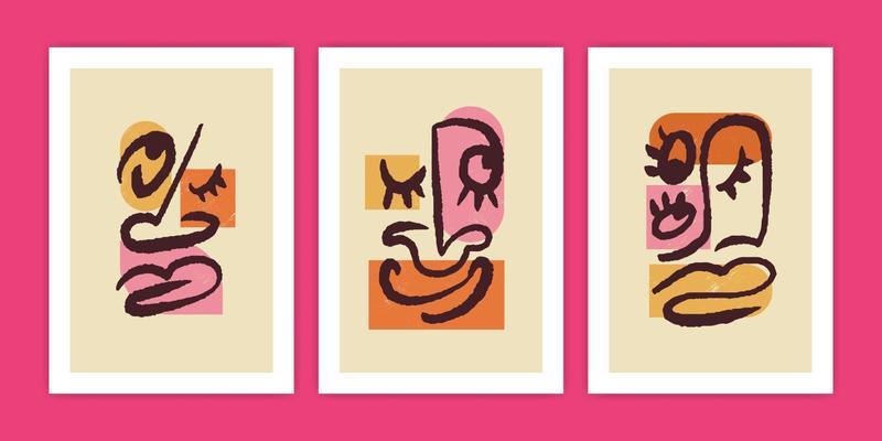 Set of Abstract Face for Print Template