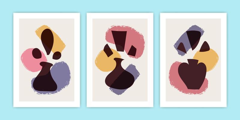 Collection of Abstract Vase Poster Illustration