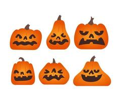 Set of Pumpkin with various shape and emotion on white background. vector