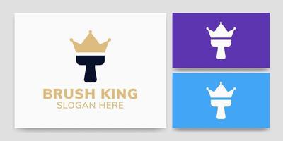 Paint Brush with Crown Logo Concept Design vector