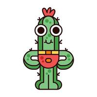 Cute Cactus Confidence Pose Illustration vector