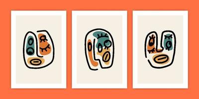 Set of Abstract Face for Poster Print vector