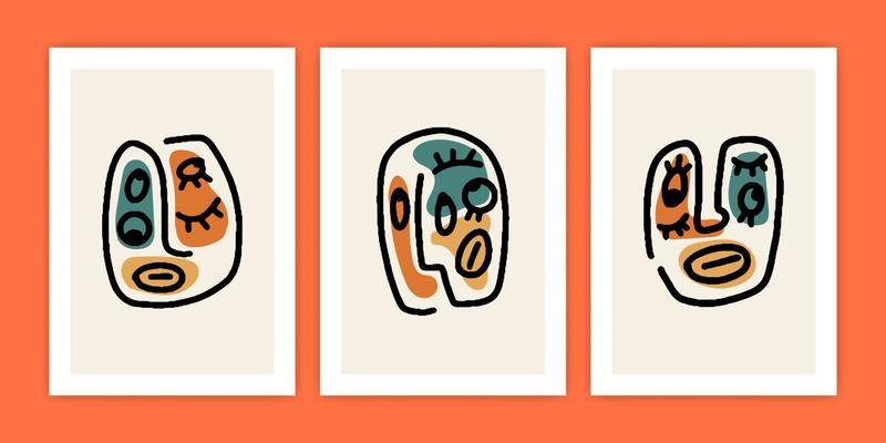 Set of Abstract Face for Poster Print