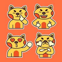 Cute Cat with Various Expression Illustration. Confuse, In Love and Happy Expression. vector