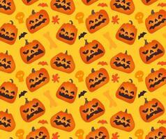 Pattern of Various Pumpkin with face and halloween element. vector