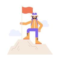 Man Climb Mountain Peak Illustration. vector