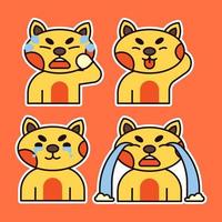 Cute Cat with Various Expression Illustration. Crying , Disappointed and Tongue Out Expression. vector