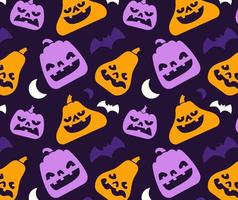 Pattern of Various Pumpkin Silhouette with face and halloween element. vector