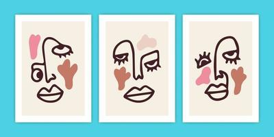 Poster Template of Abstract Face Collection vector