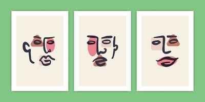 Set of Various Abstract Face Illustration vector