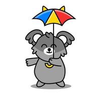 koala wearing an umbrella, cartoon animal drawing for children, cute illustration vector