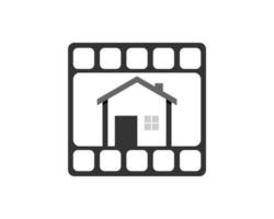 Film reel media with simple house logo vector