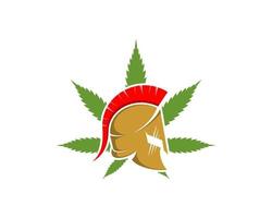 Cannabis with spartan helmet inside vector