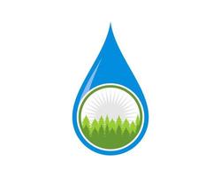 Water drop with nature forest inside vector