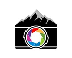 Combination camera with mountain vector