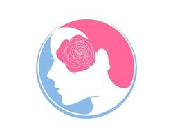 rostro de mujer de belleza con rosa vector