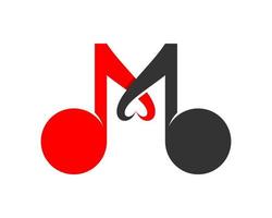 M letter formed from music note vector