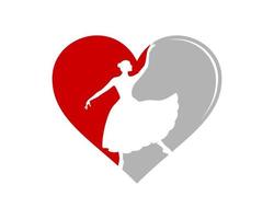 Woman ballerina inside the love shape vector