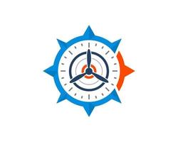 Modern compass with airplane propeller inside vector