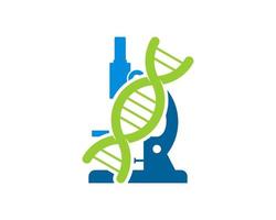 Laboratory microscope with DNA symbol inside vector