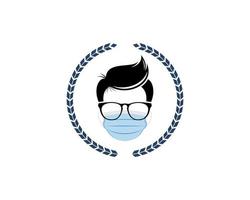 Circular wheat with handsome geek face and mask vector