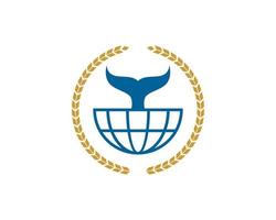Circular wheat with abstract world and whale tail vector