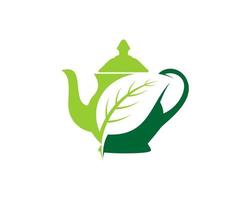 Tea pot with nature leaf inside vector