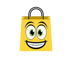 bolsa de compras con cara de sonrisa vector