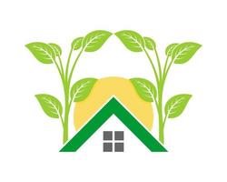 Green house with planting tree vector