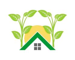 Green house with planting tree vector