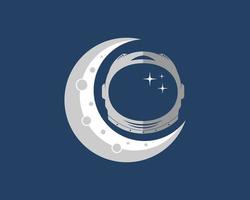 Half moon with space helmet inside vector