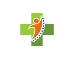 Medical cross health with healthy people jump vector