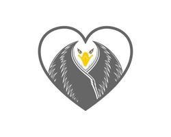 Love shape with luxury eagle vector