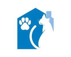 casa de mascotas con gato dentro vector