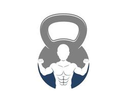 Strong man inside the kettle bell vector