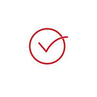 Icono de vector de marca de verificación de círculo rojo con diseño de fondo blanco