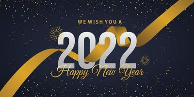 2022 feliz año nuevo. números elegantes contra el fondo con cinta. banner de feliz año nuevo para tarjeta de felicitación, vector de calendario