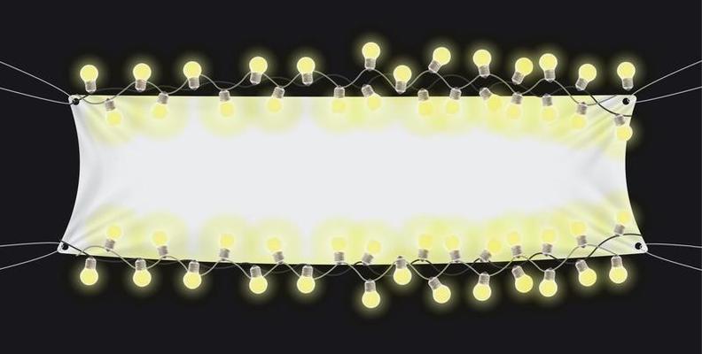 Naturalistic Tension banner with luminous bulbs with space for writing. Vector Illustration EPS10