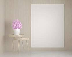 Picture frames with plant pots adorn the living room. photo