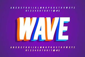 3D wave alphabet fonts vector