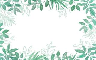 Tropical green leaves in watercolor background.eps vector