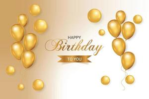 tarjeta de cumpleaños de lujo realista con globo dorado vector